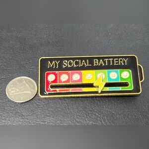 3/$35| My Social Battery Fun Brooch Pin Accessory